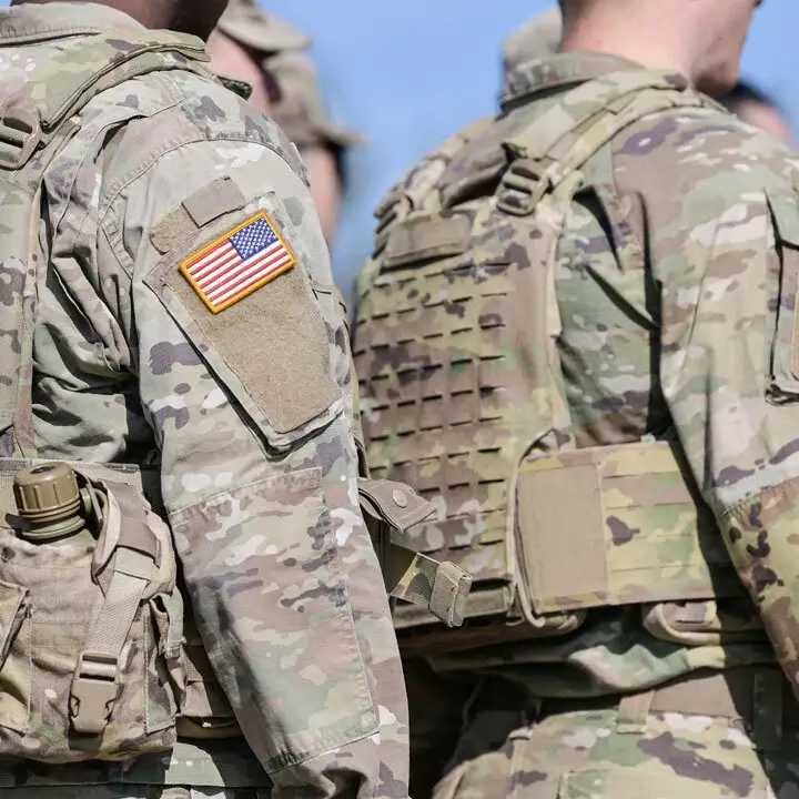 People in a military costumes