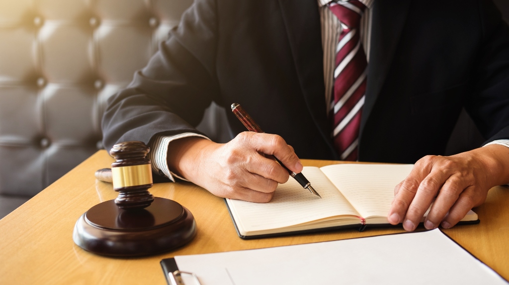 lawyer is working with document