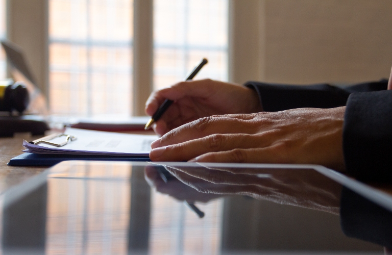 lawyer is working with document